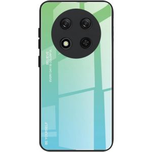 Kal-Coque Pour Honor Magic 7 Lite 5g (Magic7 Lite) / X9c, Etui Dégradé De Couleur Verre Trempé Back Coque + Souple Silicone Tpu Case Cover Protection Antichoc Housse (Vert) - Neuf