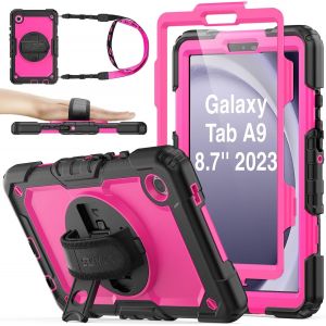 Coque pour Samsung Galaxy Tab A9 Plus/A9+ 11"" 2023, Coque intégrale résistante aux Chocs avec Protection d'écran, dragonne/Support Rotatif à 360°, bandoulière, étui pour Tablette Galaxy - Neuf