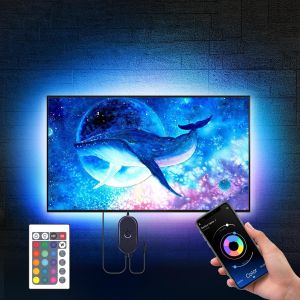 Ruban Led Tv 5m, Led Ruban Bande Lumineuse Led 5050 Rgb Smd Multicouleur Rétroéclairage Tv Avec Télécommande App Pour 75""-85"" Hdtv, Alimenté Par Usb - Neuf