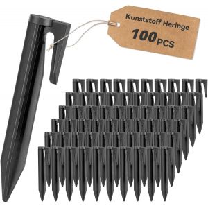 MEVRONISSHOP-Lot de 100 piquets de terre pour tondeuse, c&acirc;ble d'ancrage en plastique, crochets de terre, crochets, clous pour pelouse, robot, fil de d&eacute;limitation, fil de d&eacute;limitation, tondeuse, - Neuf