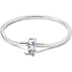 Eryi-Bracelet Pour Femme En Argent Sterling 925 Avec Fermoir En Forme De C?ur Bracelet À Maillons Serpents Saint Valentin, Fête Des Mères, Anniversaire, Noël, Cadeau Pour Femme, Petite Amie Cmb062 - Neuf