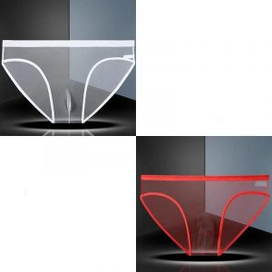 Sous-V&ecirc;tements Transparents Pour Homme,Pantalon Ultra-Fin,Perspective,Taille Moyenne,Slip En Maille,Culotte Grande Taille.White Red.4xl - Neuf