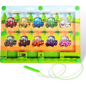 KAL-Montessori Toy Jeu Magn&eacute;tique Labyrinthe De Perles Jouet Magn&eacute;tique Assorti Aux Couleurs Assorties Puzzle De Comptage Tableau De Classification 3 Ans (Voiture) - Neuf