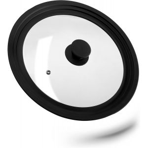 Jexnovashop-10027989_46 Couvercle, Verre Rebord D&eacute;grad&eacute; En Silicone, Casseroles Et Po&ecirc;les 26-30 Cm, Hxd5x31,5cm,Noir - Neuf