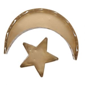 2pcs Ramadan Dessert Plateau Lune Étoile En Acier Inoxydable Eid Servant De - Neuf
