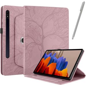 Coque Pour Samsung Galaxy Tab S9 Fe+ Plus/S9 Plus 12,4 Pouce 2023,Pu Flip Avec [Stylet] Fonction Support Antichoc Étui Rotatif À 360° [Sommeil/Réveil Automatique]-Or Rose - Neuf