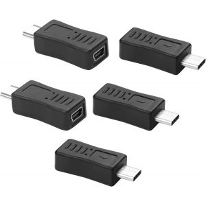 Adaptateur Mini USB vers Type C Adaptateur USB 2.0 Type C Mâle vers Mini USB 5-Pin Femelle Adaptateur 480Mbps Data for Laptop Digital Camera MP3 Player GPS 5Pcs - Neuf