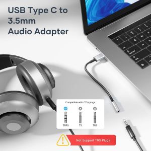 Adaptateur De Prise De Casque Usb C &Agrave; 3,5Mm, Adaptateur Jack Usb Type C Audio Avec Dac, &Eacute;couteurs Audio Num&eacute;rique Type C Vers Audio Compatible Avec Galaxy S21 S21 S20+, Macbook Pro, Huawei[Z44] - Neuf