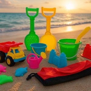 Eddy Toys Set de Plage Enfants 13 Pi&egrave;ces avec Sac - Jouets Plage Enfant - Seau Pelle Camion - Moules &agrave; Sable Plage - Jeux d'Eau &Eacute;t&eacute; - Set de Sable - Sac de Transport Inclus - Neuf