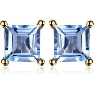 Kal-Boucles D'oreilles Carré Véritable Améthyste Clous D'oreilles Argent 925 - Neuf