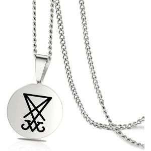 Kal-Sigil De Lucifer Collier Pour Hommes Femmes En Acier Inoxydable Symbole Satanique Sceau De Satan Lucifer Pendentif Collier Diable Démon Bijoux Cadeau - Neuf