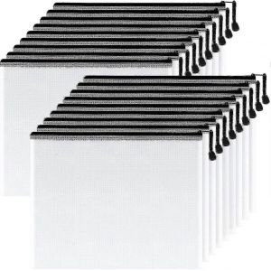 Sac &agrave; glissi&egrave;re en filet en plastique, super grand imperm&eacute;able &agrave; l'eau, adapt&eacute; aux fournitures de bureau scolaires et au rangement de puzzle - Neuf