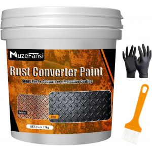 MEVRONISSHOP-Convertisseur de Rouille 1000ml &iquest; Peinture Antirouille et Appr&ecirc;t M&eacute;tal Noir 2 en 1 &iquest; Traitement Inhibiteur de Rouille Durable pour Voitures, Portails, Outils et Surfaces M&eacute;talliques - Neuf
