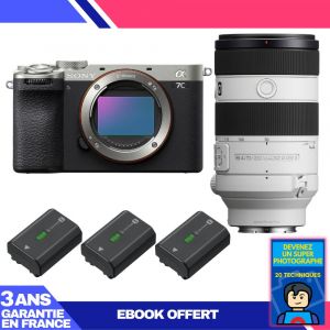 Boitier Sony A7C II Silver + FE 70-200mm f/4 Macro G OSS II + 3 Sony NP-FZ100 + Ebook 'Devenez Un Super Photographe - Neuf