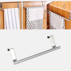 Porte-Serviettes Sur Porte D'armoire De Cuisine Porte-Serviettes Barre De Suspension Support D'étagère De Salle De Bain Organisateur De Maison Long Crochet Mural (23,5 * 2 Cm) - Neuf