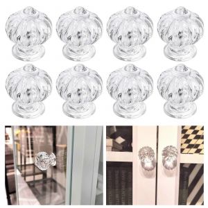 Lot de 8 poignées d'armoire autocollantes en acrylique transparent pour portes de miroir de cuisine ou de salle de bain - Neuf