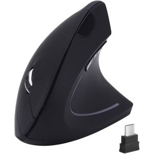 Fonicer Souris sans Fil Verticale de Type C,Souris sans Fil USB C 2.4G Ergonomique pour MacBook, Ordinateurs, Ordinateurs Portables et Tous Les appareils de Type C (Black) - Neuf