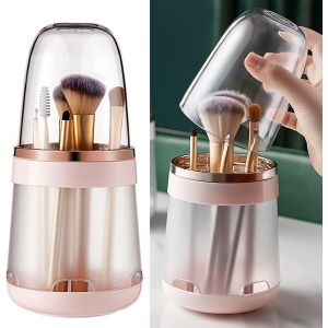 Organisateur de pinceaux de maquillage avec housse de protection - Organisateur amovible de cosmétiques rose Support de nettoyage de pinceaux de maquillage pour pinceaux de maquillage, eyeliners, etc - Neuf