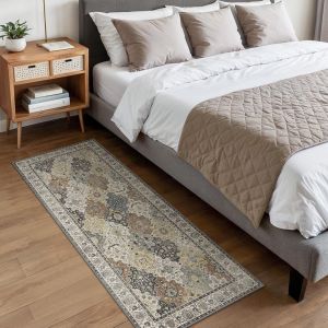 Eryi-Tapis Couloir 60x150 Cm, Tapis Vintage Boho Lavable, Tapis Antidérapant, Durable Et Sans Peluches, Pour Entrée, Cuisine, Chambre - Neuf