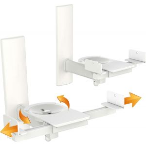 Support Mural Pour Enceinte Lh023-W Universel Fix Ation Murale Inclinable Orientable R&eacute;glable Haut-Parleur Support Enceintes Tv 2 Pieces Blanc - Neuf