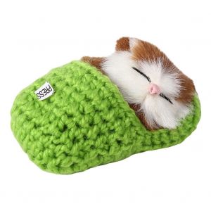 Super Mignon Mini Simulation Sonorisant Chaussure Chatons Chats Jouets En Peluche Poup&eacute;e Cadeau De No&euml;l Vert - Neuf