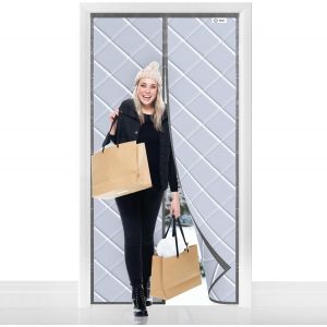 Jexnovashop-Rideau De Porte Isolant Thermique 90x210 Cm, Couverture De Porte Isol&eacute;e Pour Le Patio, La Cuisine, La Chambre &Agrave; Coucher, Le Salon, Rideau Coupe-Vent &Eacute;pais Gris - Neuf