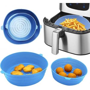Lot de 2 casseroles réutilisables en silicone pour friteuse à air - Revêtements antiadhésifs de 6 et 7,8 pouces pour une cuisson uniforme et une utilisation polyvalente - Neuf