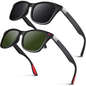 Lunettes De Soleil Homme Polarisées Vintage Tr90 Mode Classiques Ultraléger Carrées 100% Protection Uv400 Lunettes De Soleil - Neuf