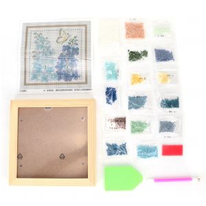 Peinture Diamant Carree Pouvant Etre Encadree (Delphinium Ajacis) - Neuf