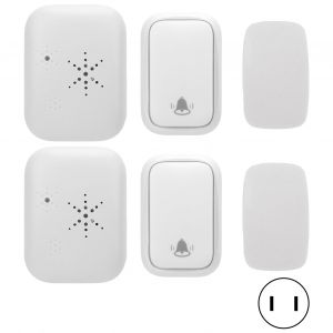 Sonnette sans fil avec recepteur, auto-generateur, 38 sonneries, 4 niveaux de volume, etanche, longue portee, pour appartement, prise americaine - Neuf