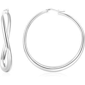 Chenquansarl-Créoles En Argent 925 Pour Femmes Boucles D'oreilles Hypoallergéniques En Argent 925 Avec Zircon Léger Créoles En Or Grand 14 Carats Boucles D'oreilles - Neuf