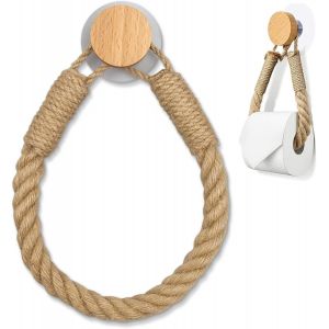 Porte Papier Toilette Corde Vintage sans perçage sans perçage Support de Papier Toilette Support de Papier Toilette pour WC Salle de Bain Décoration Vintage Corde Industrielle - Neuf