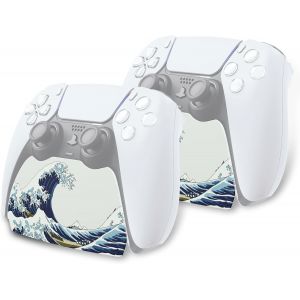 Support pour ps5 Porte Manette Accessoire Socle pour ps5 Controller Stand Holder avec Coussinet Antid&eacute;rapant,2PCS-Grande Vague - Neuf