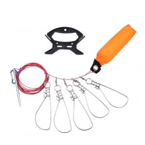 Corde De Peche Robuste En Acier Inoxydable De 16 Pieds Avec 5 Mousquetons De Verrouillage Et Flotteur - Neuf