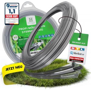 Fil professionnel pour coupe-bordure-3 mm de diamètre x 50 m-En forme d'étoile-Pour débroussailleuse et débroussailleuse-Extrêmement tranchant-Fil en nylon professionnel-Fil - Neuf