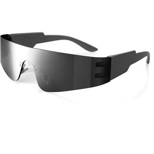 Lunettes de soleil futuristes sans monture noires pour femmes et hommes - Neuf