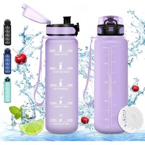Shiba-Bouteille D'eau, Gourde 500ml/1l/1.5l, Sans Bpa, Étanche & Réutilisable, Bouteille D'eau Avec Marqueur De Temps Et Filtre, C[6 - Neuf
