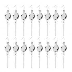 20pcs Bricolage Sans Tache Acier Rond Boucle D'oreille Plateau Pendentif D'oreille Bricolage Fabrication De Bijoux Pour Les Amies (Diamètre Intérieur De L'argent 12mm)-Yuyu - Neuf