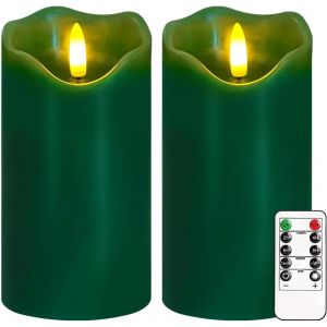 Lot De 2 Bougies Led Sans Flamme Vacillantes Avec T&eacute;l&eacute;commande Et Minuterie, &Agrave; Intensit&eacute; Variable, Bougies &Agrave; Piles, Orange Pour L'automne, Halloween, Thanksgiving, D&eacute;coration (Orange) - Neuf