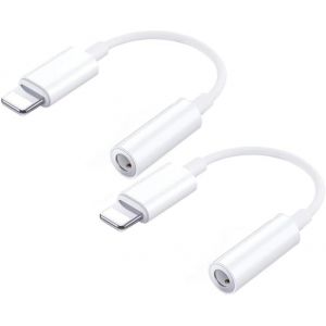 2 Pack Adaptateur Pour Iphone Jack Adaptateur Pour Lightning Prise Jack 3,5 Mm Adaptateur Ecouteur Aux Audio C&acirc;ble Jack Casque Auxiliaire Dongle Accessoires Pour Iphone 14/13/12/11/Xs/Xr/X/8 - Neuf