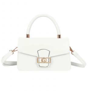 Sac &agrave; Main pour Femme avec Fermoir G M&eacute;tallique et Bandouli&egrave;re Amovible Gallantry Blanc - Neuf