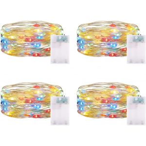 TRAHOO-Guirlande Lumineuse ma Minuterie 3 m&egrave;tre 30LEDs Guirlande LED Mini Guirlande Lumineuse a Pile IP65 &eacute;tanche LED a Pile pour Interieur Exterieur, Vacances, Mariage, F&ecirc;te, No&euml;l, Chambre - Neuf