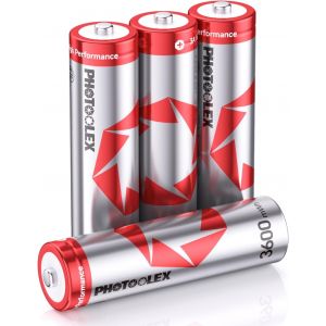 Rechargeables Piles AA (Lot de 4), 3 amp&egrave;res d&eacute;charge de Pointe &eacute;lev&eacute;e 3600mWh Double A Pile 1,5V Lithium AA/HR6 Batteries Rechargeables, 1600 + Cycles Haute Performance et Longue Dur&eacute;e - Neuf