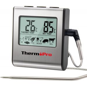 Eryi-Tp16 Thermometre Cuisine Pour Viande Numérique Avec Large Écran Lcd Pour Fumoir Four Cuisine Friandises Barbecue Grill Avec Minuteur Et Sonde De Températures En Acier Inoxydable - Neuf