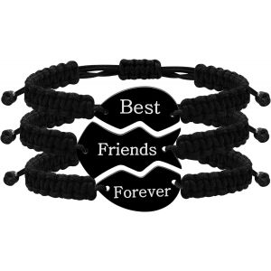 Kal-Ensemble De 3 Bracelets Meilleure Amie Pour Toujours - Charms C?ur Puzzle Tressés, Bijoux D'amitié Correspondants Gravés Pour Bffs Hommes Femmes - Neuf