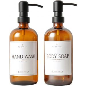 Dispenser Bottle with Soap Dispenser Pump 500 ml 2 Pack,Boston Refillable Pump Bottles Lotion and Soap Dispensers - Neuf