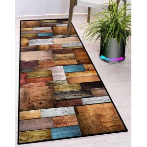 Sjzg-Tapis Salon 40x180cm Lavable Antiderapant Long Moderne Design Traditionnel Tapis Couloir Long Pour Cuisine Couloir Passage Chambre Marron Bleu Blanc - Neuf