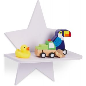 &Eacute;tag&egrave;re Murale En Forme D'&eacute;toile, Support Flottant, Chambre D'enfant, Hxlxp : 27,5x25x11,5 Cm, Pin, Blanc - Neuf