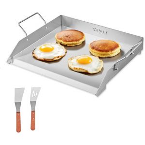Ulteronixshop-Plaque De Cuisson En Acier Inox, Plaque De Four Rectangulaire Universelle &Agrave; Dessus Plat, 448 X 370 Mm, Batterie De Cuisine Familiale Portable &Agrave; Gaz Avec Poign&eacute;e, Pour Camping, F&ecirc;te De T - Neuf
