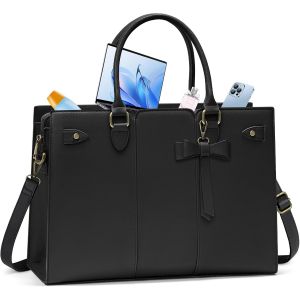 Sac Cabas Femme Pu Cuir Sac A Main Femme De Cours Ordinateur Pour Les Cours Lycee 15,6 Pouces Noir[H253] - Neuf
